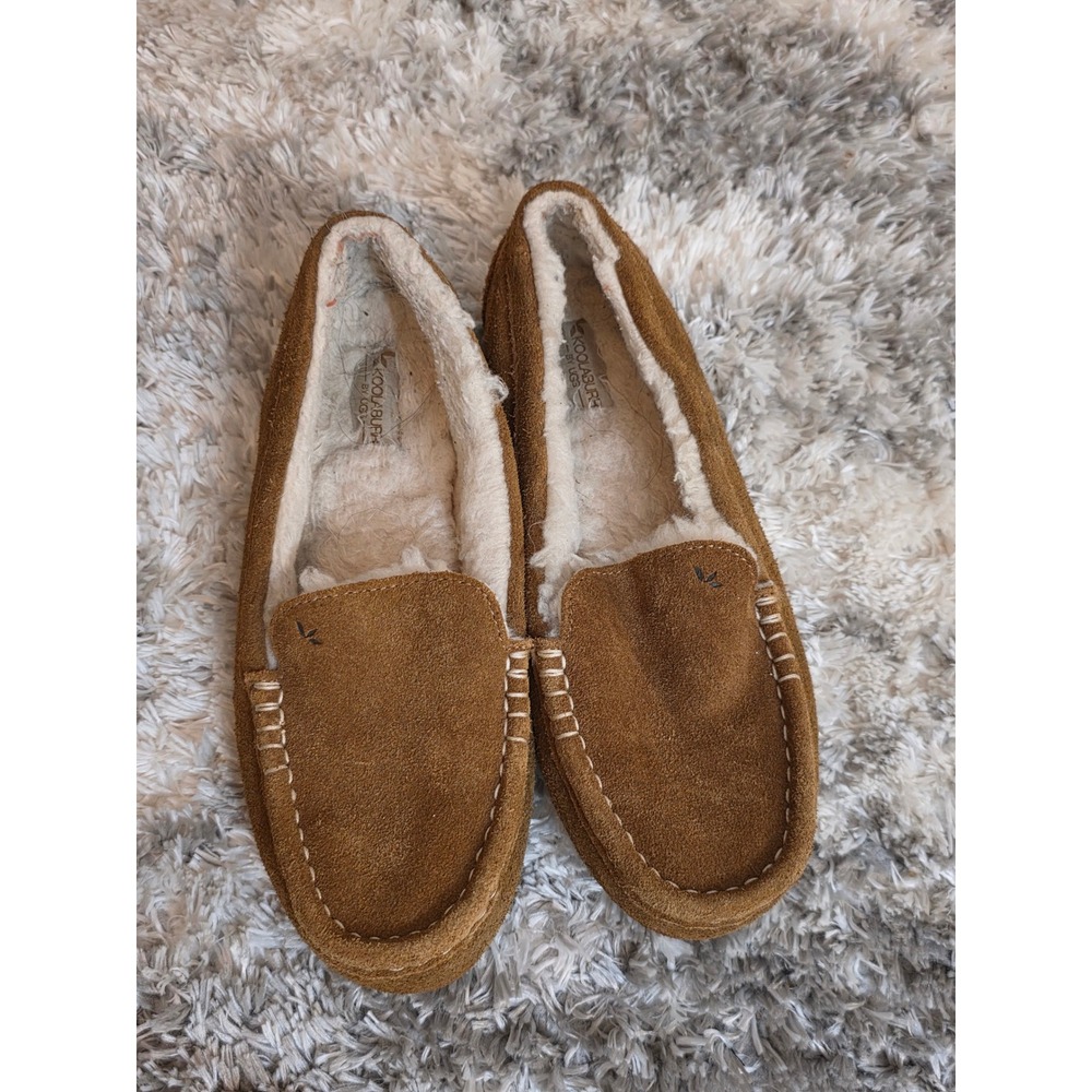 Koolaburra by UGG Womens Lezly Suede Faux Fur Moccasin Slippers Chestnut Brown 8